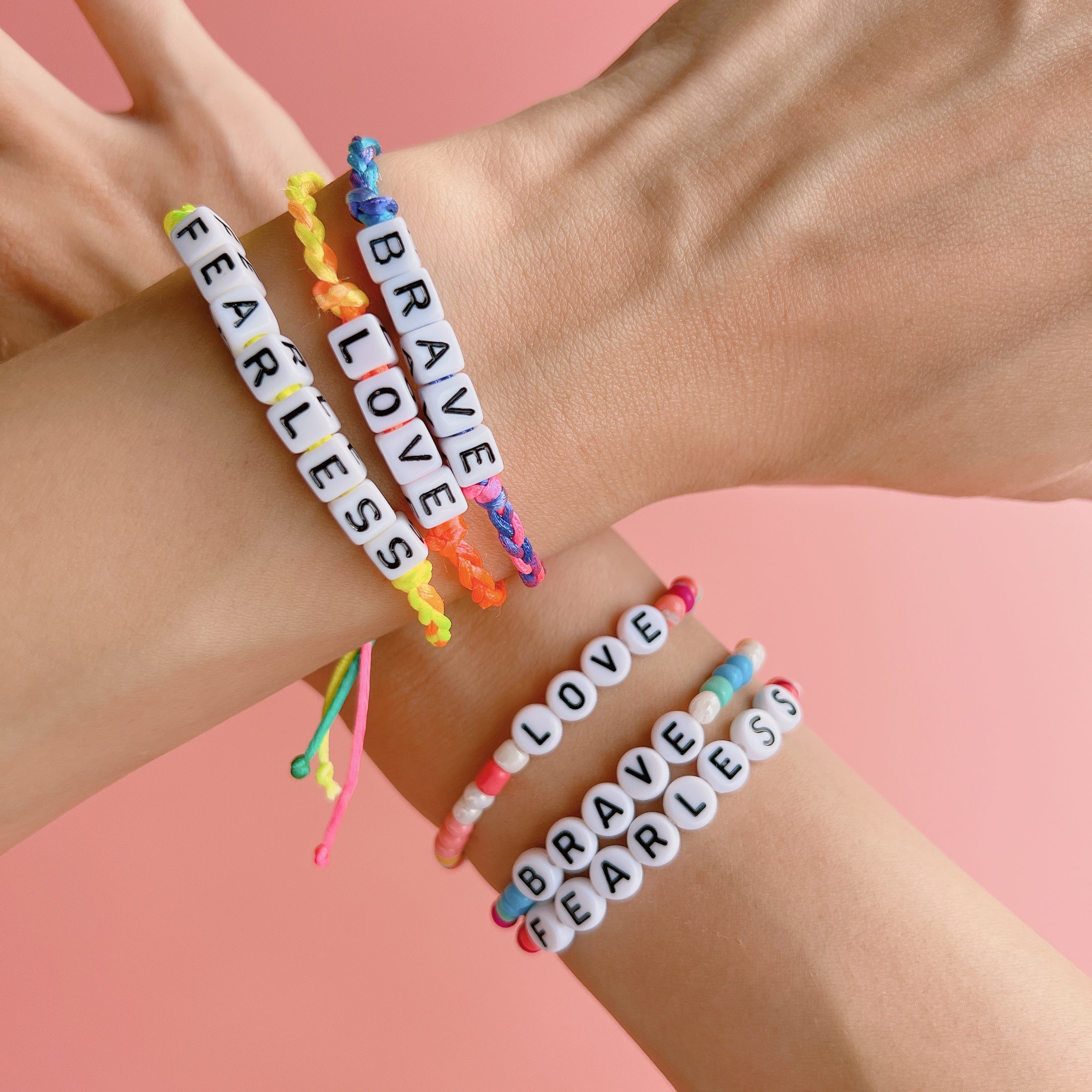 A braided Bracelet with Letter Beads