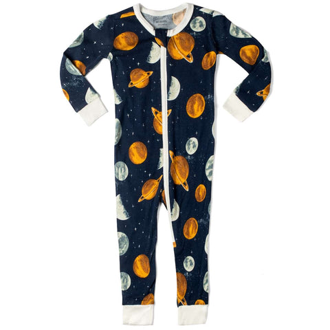MilkBarn Kids Bamboo Zipper Pajama | Planets